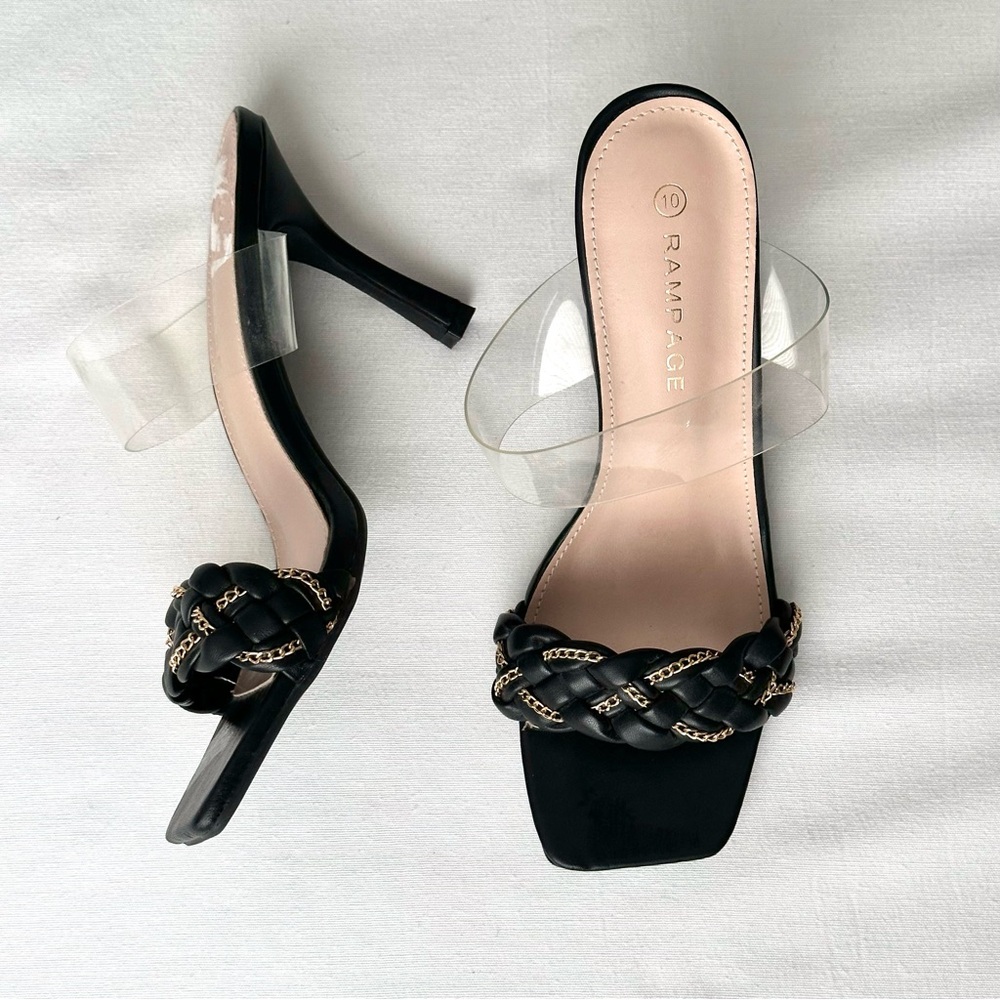 Rampage Square Toe Clear Heeled Sandals